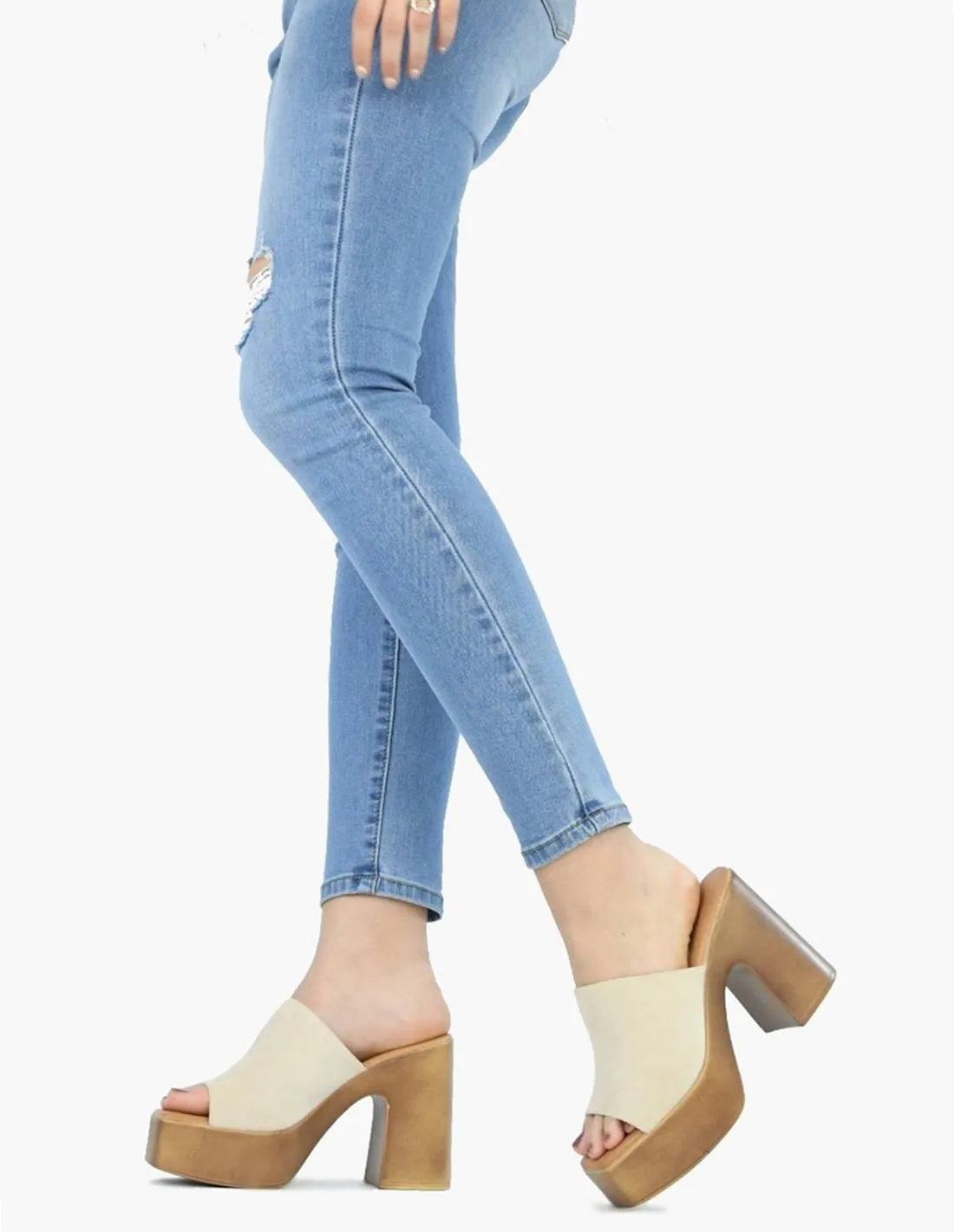 Zueco beige antelina | Valencia
